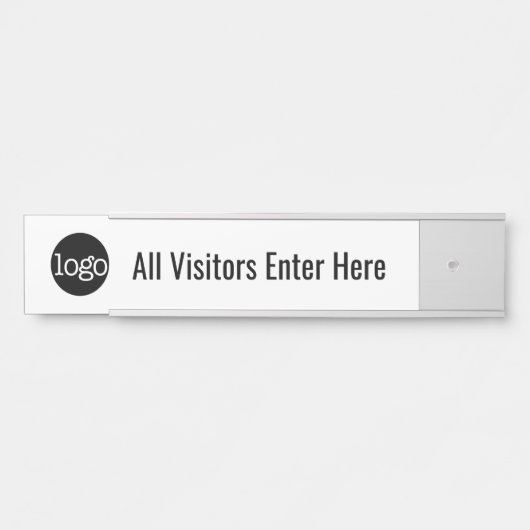 白黒 – ロゴ – すべての訪問者がここに入力 サインプレート (正面)