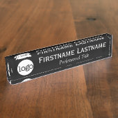 白黒 – ロゴ、名前、プロフェッショナルタイトル デスクネームプレート (側面)