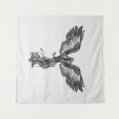 白黒-上がるフェニックス タペストリー (正面(横))