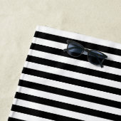 白黒：中サイズ横ストライプ線 ビーチタオル (インサイチュ)