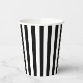 白黒：中サイズ縦ストライプ長 紙コップ (左)