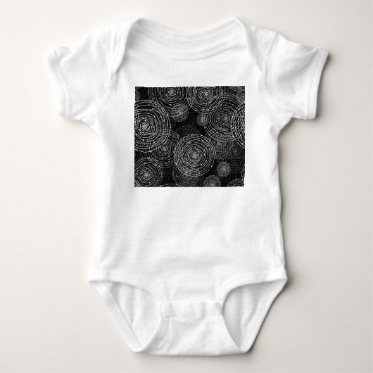 白黒：丸い形状シームレス。 ベビーボディスーツ (正面)