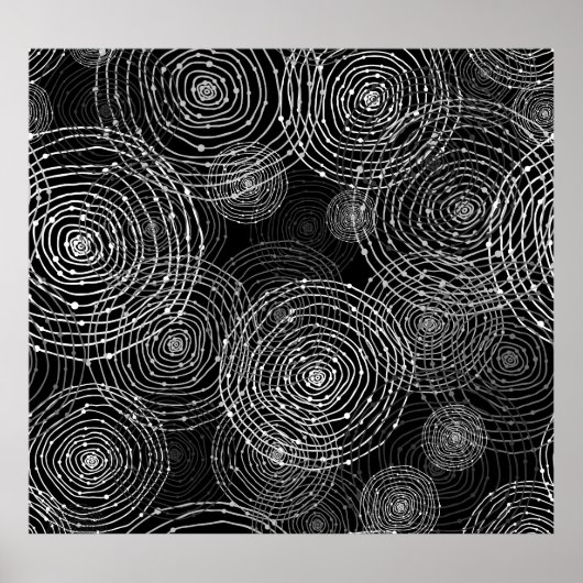 白黒：丸い形状シームレス。 ポスター (正面)