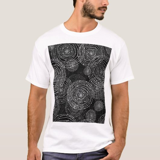 白黒:丸い形状シームレス。 Tシャツ (正面)