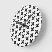 白黒"乗算"算数シンボルLino Cut ラウンド壁時計 (傾斜)