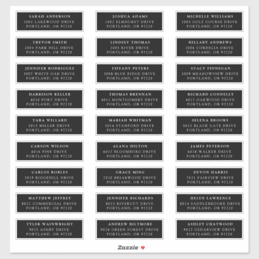 白黒 |個々のゲスト住所 シール (シート)