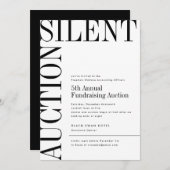 白黒 大きな文字 沈黙のオークション 招待状 (正面/裏面)