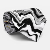 白黒、大理石の金ゴールドネックタイ ネクタイ (ロール)