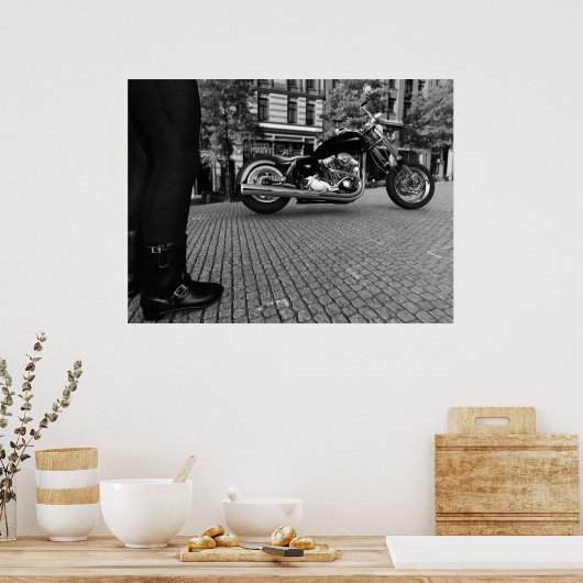 白黒) – 大 ポスター (キッチン)