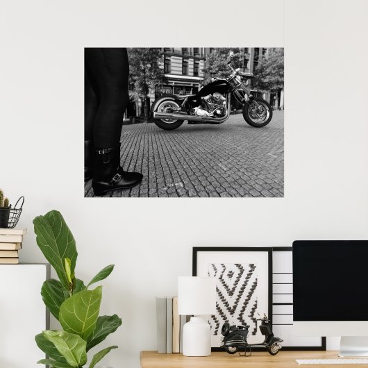 白黒) – 大 ポスター (ホームオフィス)