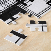 白黒:女性モダン抽象芸術 ジグソーパズル (側面)