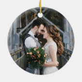 白黒 | 弓と写真結婚したとメリー セラミックオーナメント (裏面)