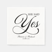 白黒 彼女はイエスと言った 婚約パーティー スタンダードカクテルナプキン (正面)