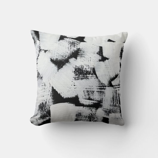 白黒、抽象芸術色彩の鮮やかキャンバス。 クッション (正面)
