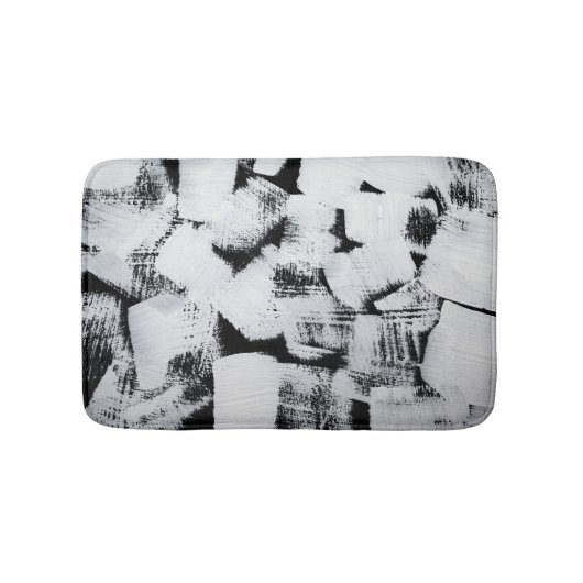 白黒、抽象芸術色彩の鮮やかキャンバス。 バスマット (正面)