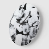 白黒、抽象芸術色彩の鮮やかキャンバス。 ラージ壁時計 (傾斜)