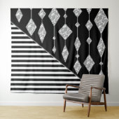 白黒，抽象芸術，幾何学的，シンプル，スキャン タペストリー (インサイチュ(横))