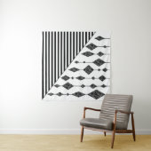 白黒，抽象芸術，幾何学的，シンプル，スキャン タペストリー (インサイチュ(横))