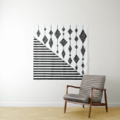 白黒，抽象芸術，幾何学的，シンプル，スキャン タペストリー (インサイチュ)