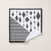 白黒,抽象芸術,幾何学的,シンプル,スキャン バスタオルセット (ウォッシュタオル)