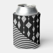 白黒，抽象芸術，幾何学的，シンプル，スキャン 缶クーラー (缶正面)