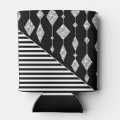 白黒，抽象芸術，幾何学的，シンプル，スキャン 缶クーラー (裏面)