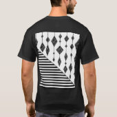 白黒,抽象芸術,幾何学的,シンプル,スキャン Tシャツ (裏面)