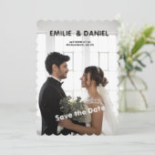 白黒：日付の保存結婚式招待状 招待状 (スタンド正面)