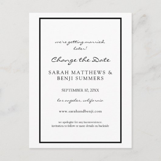 白黒：日付はがきを変更する ポストカード (正面)