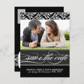 白黒：日付を保存 案内ポストカード (正面/裏面)