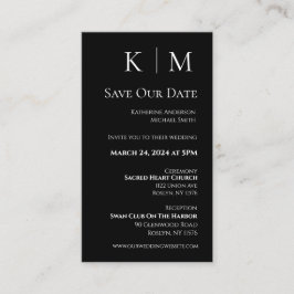 白黒 – 日付モダンを保存 –  名刺