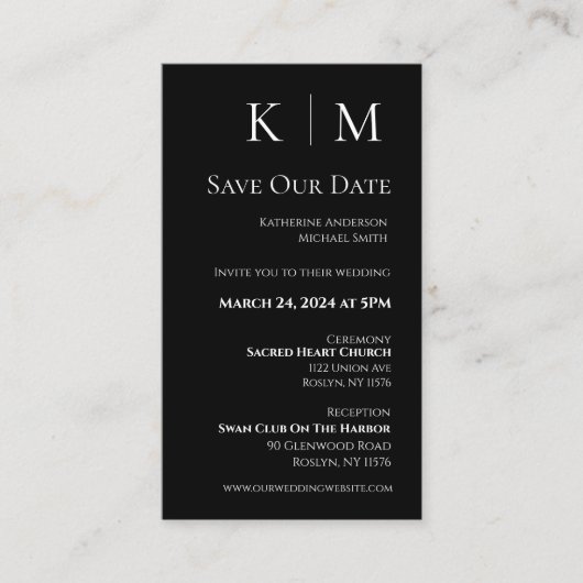 白黒 – 日付モダンを保存 –  名刺 (正面)