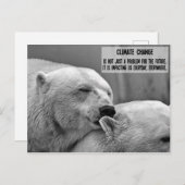 白黒 極地のクマの気候変動 ポストカード (正面/裏面)