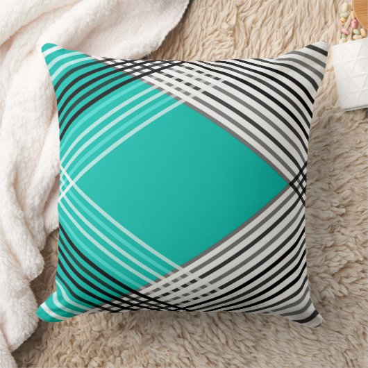 白黒,灰色の幾何学的パターン,ミント クッション (ブランケット)