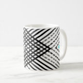 白黒,灰色の幾何学的パターン,ミント コーヒーマグカップ (正面右)
