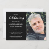 白黒 生の祝祭 フォト葬式 招待状 (正面)