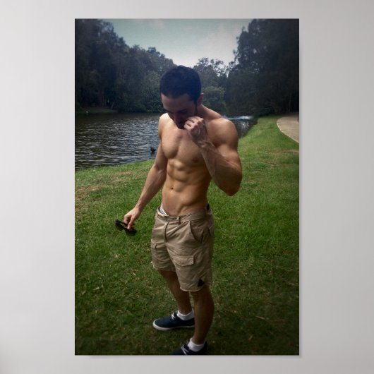 白黒 – 男性 |フィットネスポスター ポスター (正面)