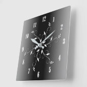 白黒:白と黒の数字アクセント スクエア壁時計 (傾斜)