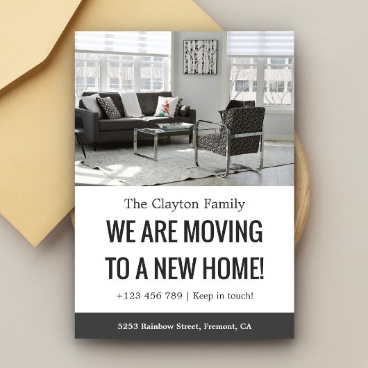 白黒 私たちは引っ越しのお知らせ 案内状