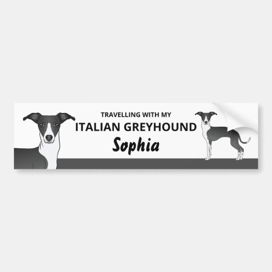 白黒 – 私のIggy犬との旅行 バンパーステッカー (正面)