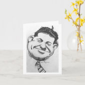 白黒，笑顔の男のカード，空白のインテリア カード (黄色い花)