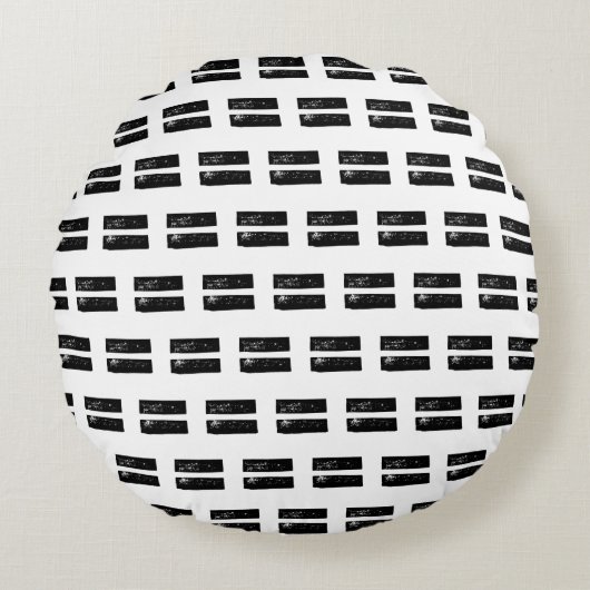 白黒"等しい"数学記号リノカット ラウンドクッション (正面)