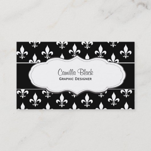 白黒（紋章の）フラ・ダ・リの名刺 名刺 (正面)