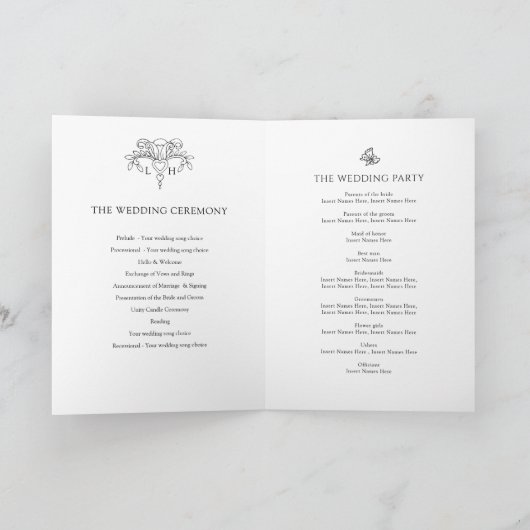 白黒(紋章の)フラ・ダ・リモノグラム結婚アート プログラム (内部)