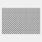 白黒(紋章の)フラ・ダ・リヴィンテージタイルパターン ラッピングペーパーシート (正面3)