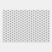 白黒(紋章の)フラ・ダ・リヴィンテージタイルパターン ラッピングペーパーシート (正面2)