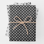 白黒(紋章の)フラ・ダ・リヴィンテージタイルパターン ラッピングペーパーシート (インサイチュ)
