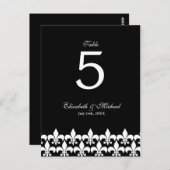 白黒(紋章の)フラ・ダ・リ結婚のテーブル番号 ポストカード (正面/裏面)