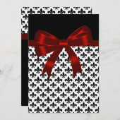 白黒(紋章の)フラ・ダ・リ結婚ズ 招待状 (正面/裏面)