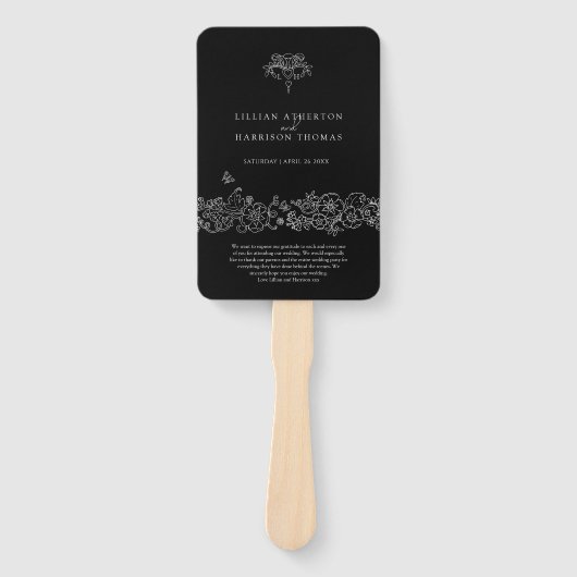 白黒(紋章の)フラ・ダ・リ結婚式感謝してい計画 ハンドファン (正面)